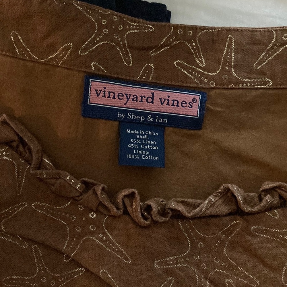 Vineyard Vines Brown Strapless Dress with Gold Starfish Print - Picture 3 of 3